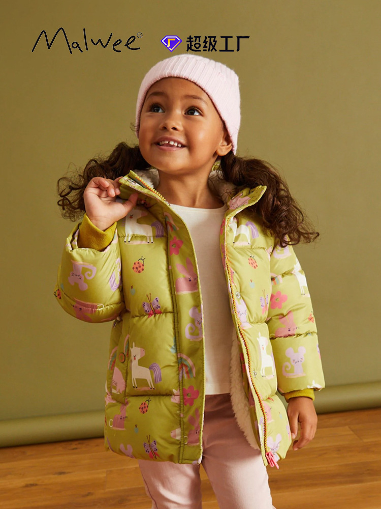 Chaqueta malwee para niña más terciopelo grueso primavera nuevo estilo europeo y americano suéter con cremallera con capucha para niños