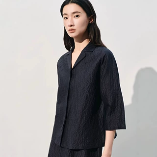 定制春夏季桑蚕丝衬衫真丝五分短袖高级感纯色休闲薄款女士衬衫
