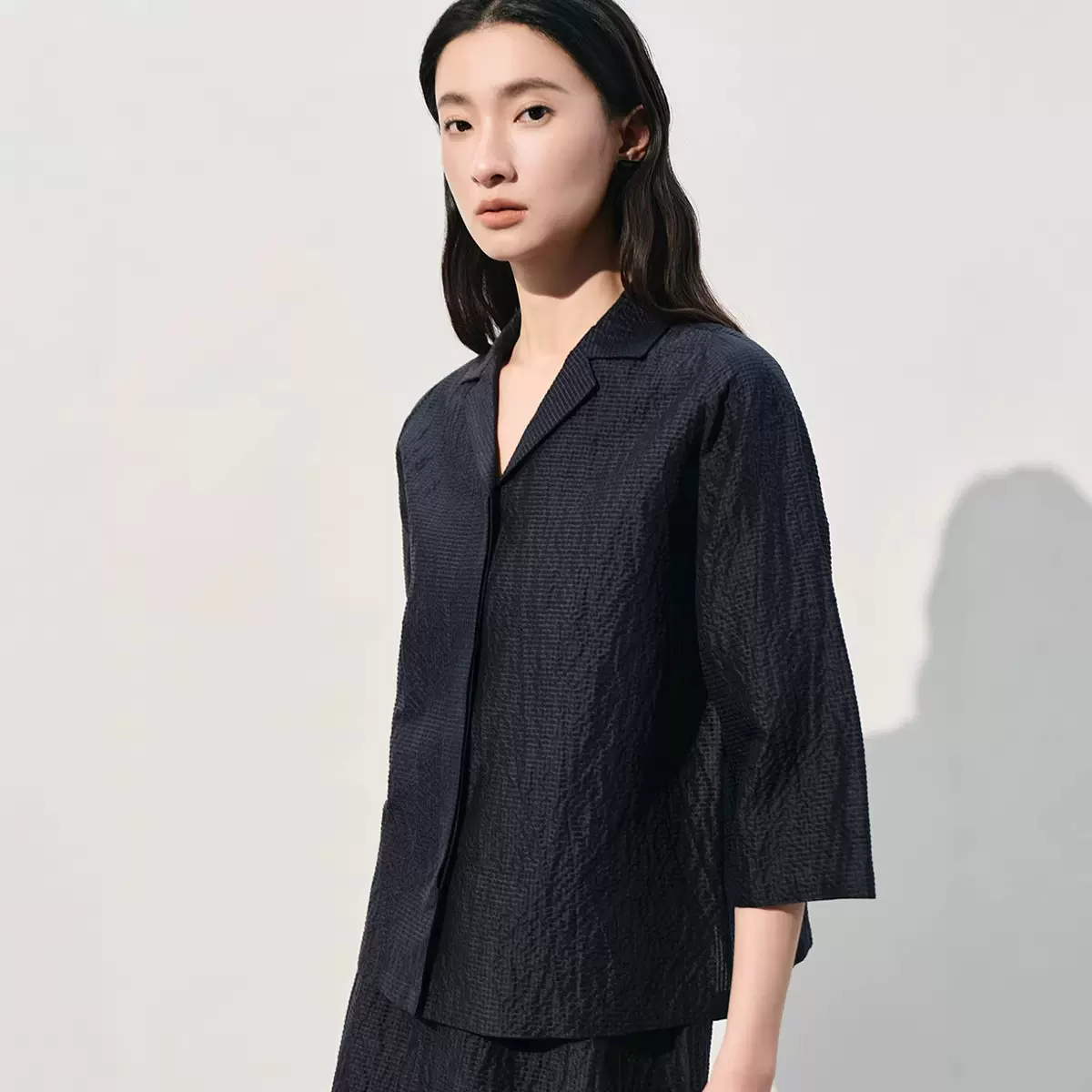 定制春夏季桑蚕丝衬衫真丝五分短袖高级感纯色休闲薄款女士衬衫