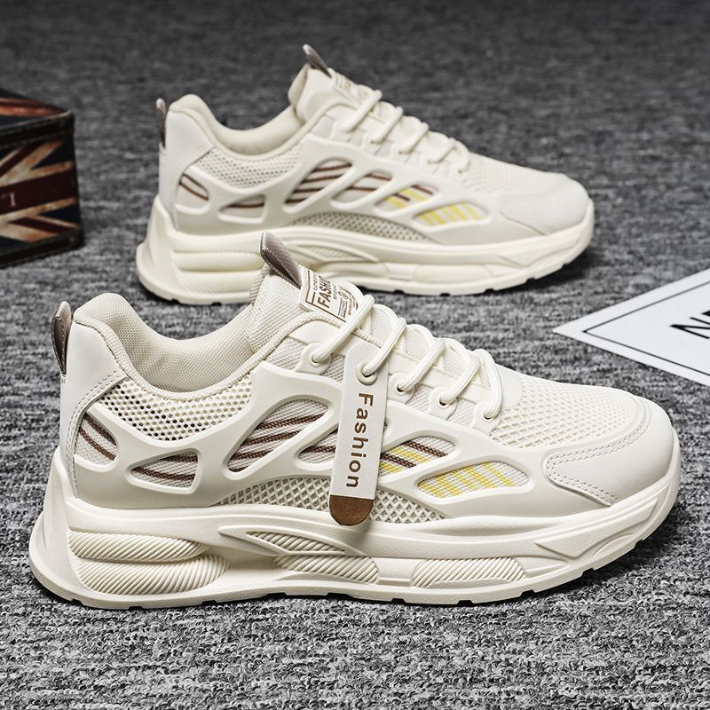 Zapatos de primavera para hombres, nuevos zapatos de malla transpirables, zapatos deportivos de plataforma de todo fósforo coreanos para hombres, zapatos casuales para correr