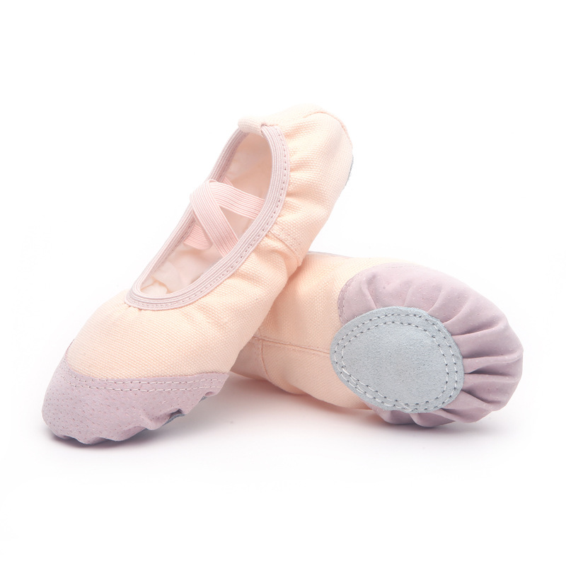 舞蹈鞋儿童女软底练功鞋幼猫爪免系带男形体中国舞芭蕾皮头跳舞鞋