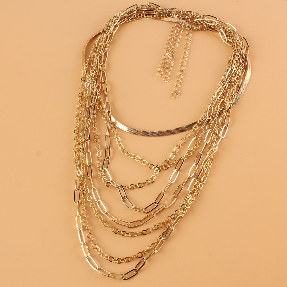 Retro Multi-layer Geometric Chain Necklace Wholesale Nihaojewelry display picture 6