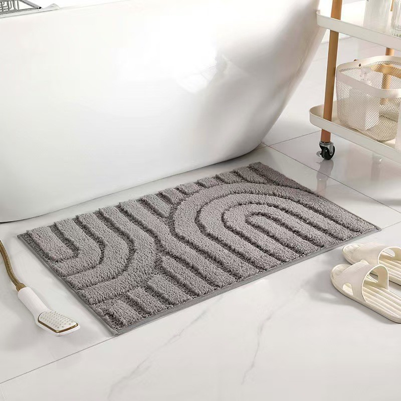 Flocked simple alfombra gruesa alfombra de baño estera antideslizante absorción de agua lavable máquina sala de estar dormitorio estera de puerta