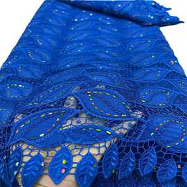 新款烫钻面料刺绣高档水溶绣花布料非洲面料African guipure lace
