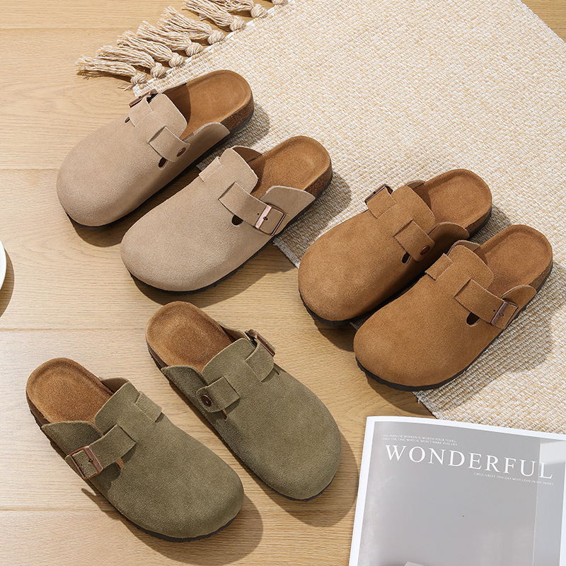 Birkenth Slippers Baotou Half-Slippers Outer Wear Lazy Slippers Unisex Cork Bocken Shoes