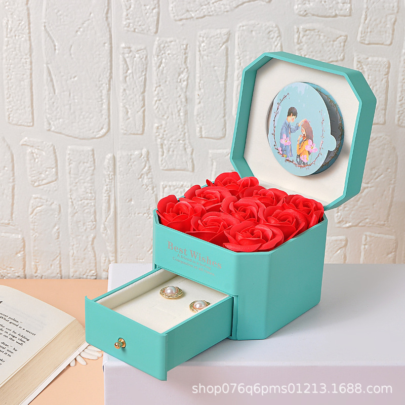 Promotional new Valentine's Day jewelry box jewelry gift box rose soap flower box bracelet box necklace ring box