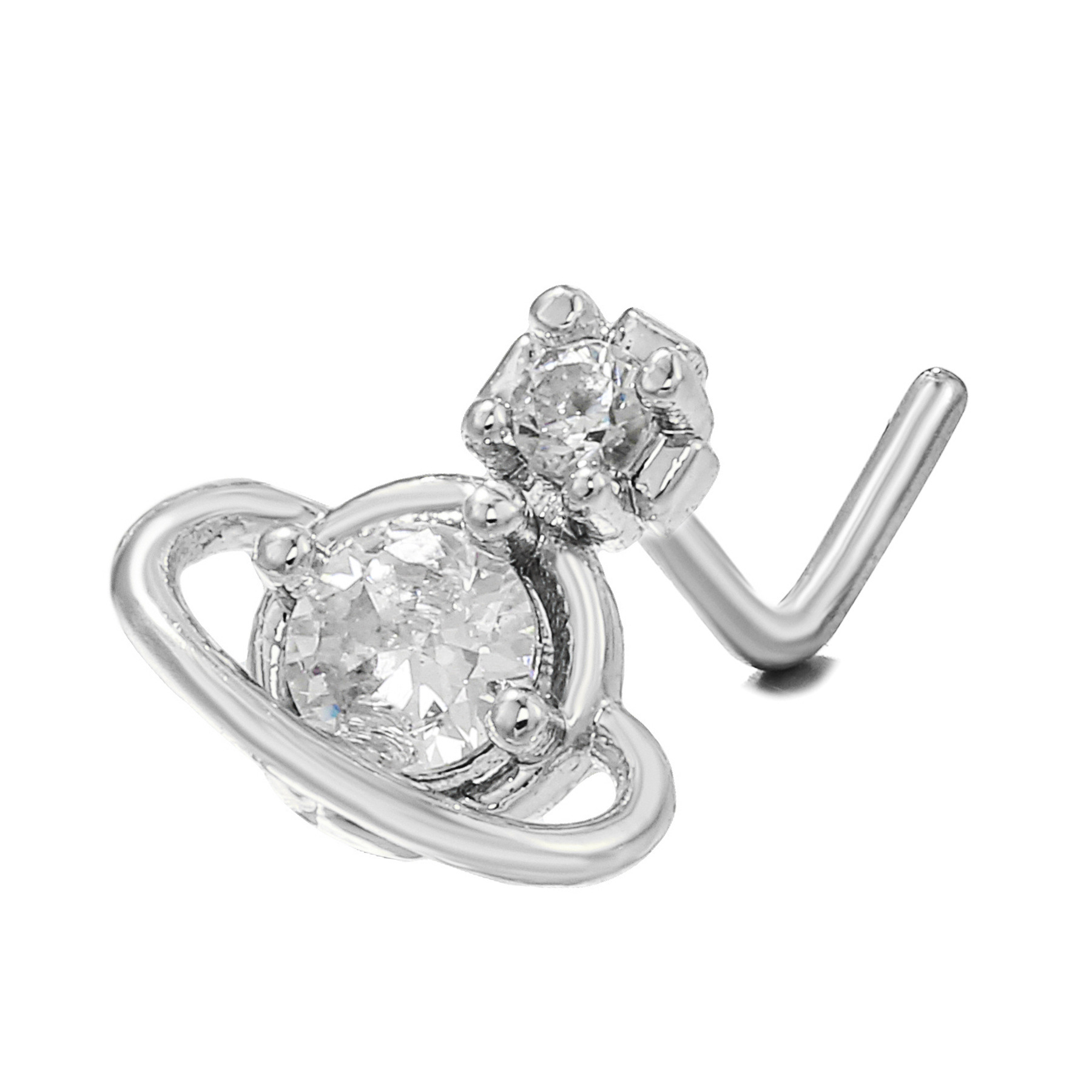 Geometric Zircon Nose Stud In Copper Colour Micro Inlaid Design_voghion.com