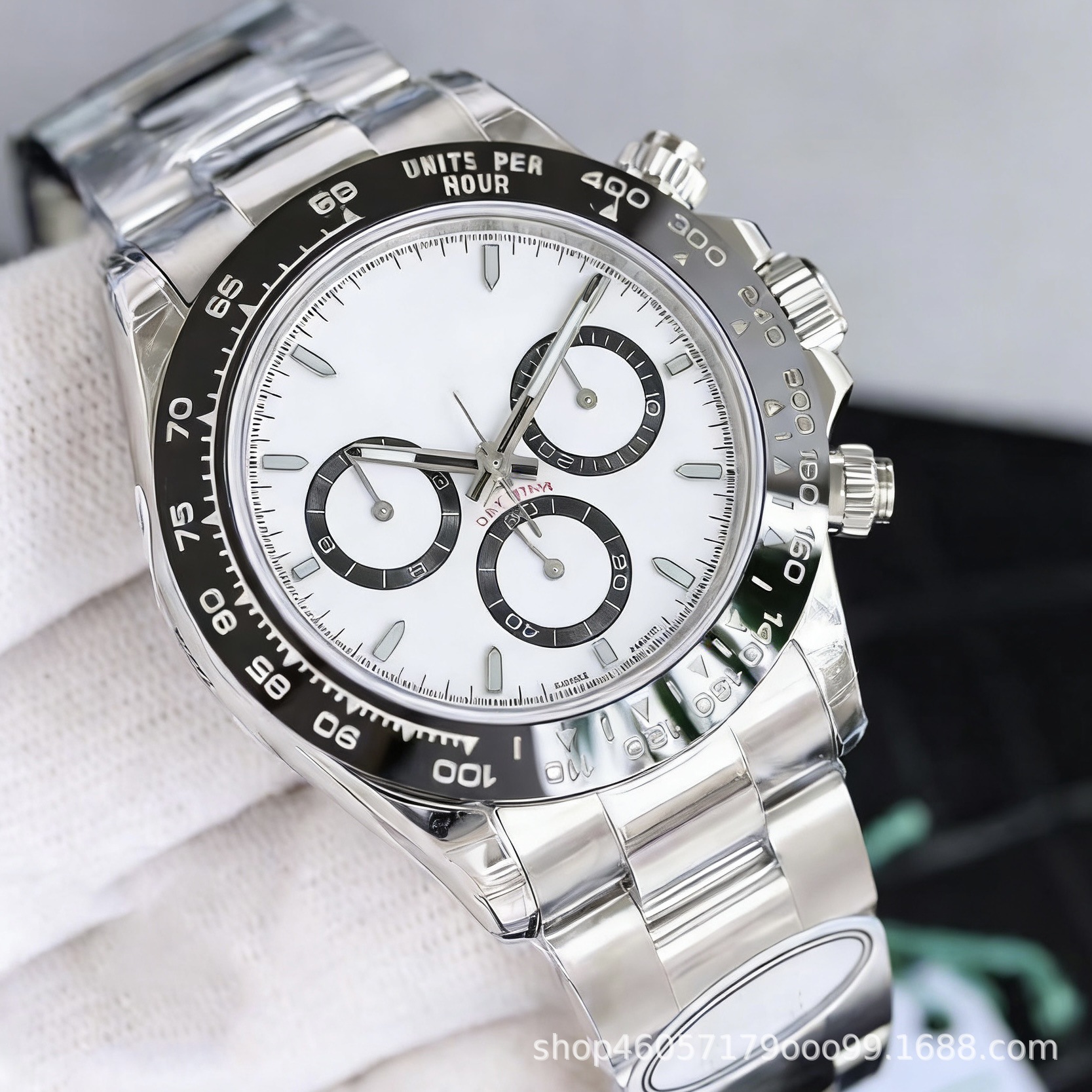 Foreign Trade Cross-Border Daytona Three-Eye Six-Hand Mechanical Watch with Steel Band, Rubber Strap, Luminous Panda Dial, Factory Direct Sale by Shawn Yue