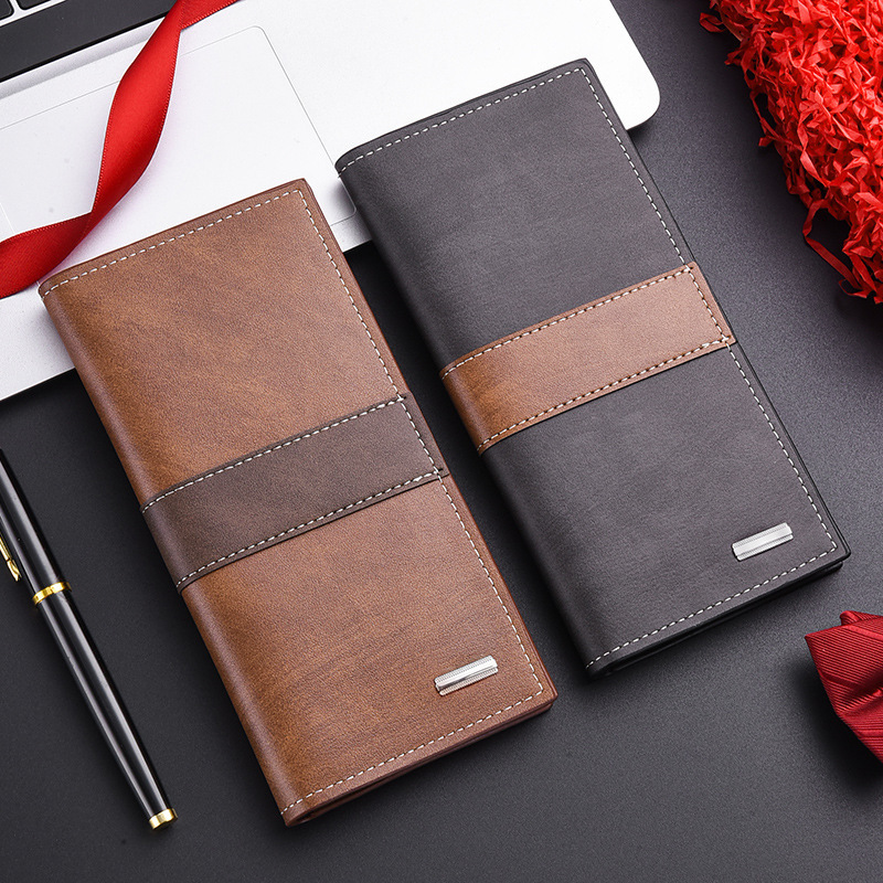 New Men's Fashion Long Wallet Coin Clip Pu Leather Long Multi-Card Slot Large Capacity Wallet Multi-Card Slot Wallet