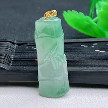 厂价玉器翡翠满绿竹节挂件  冰透荧光满绿翡翠吊坠