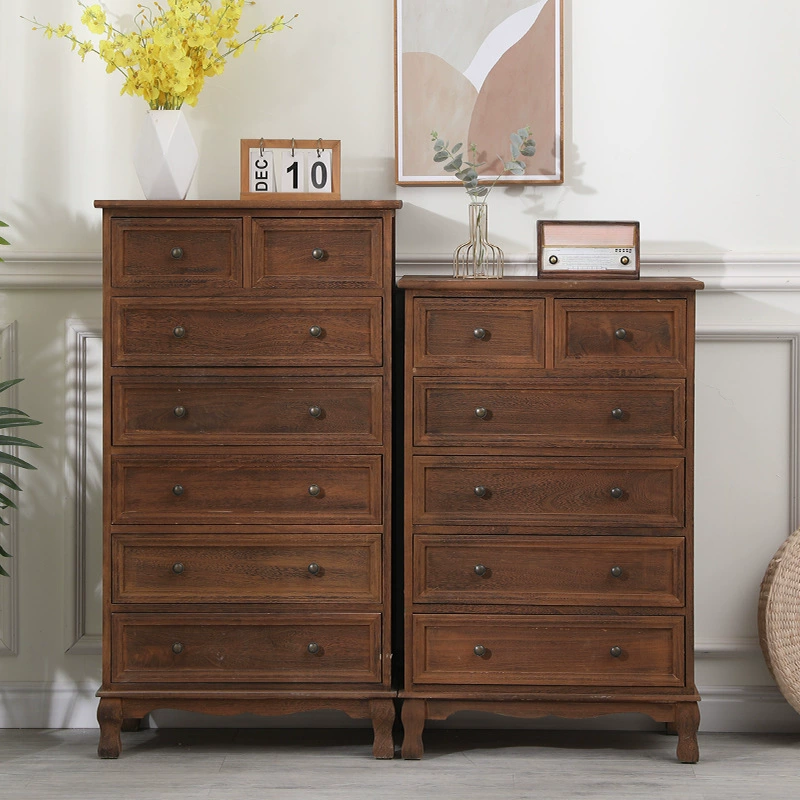 Комод из массива дерева в американском стиле для гостиной и спальни, небольшой настенный шкаф, шкаф для хранения, деревянный шкаф с ящиками, напольный шкаф, шкаф с пятью ящиками.