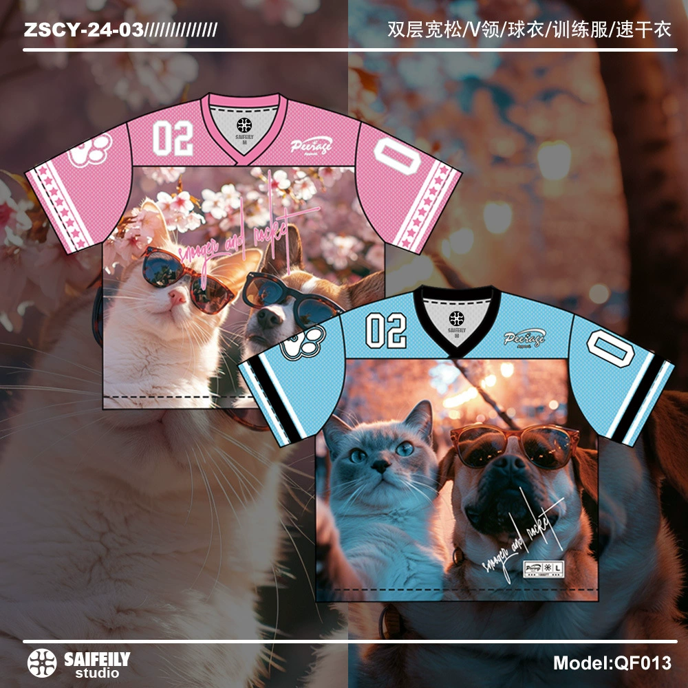 Индивидуализированная двухслойная сетчатая футболка с коротким рукавом, V-образным вырезом, свободного кроя, большого размера, с принтом в стиле американского хоккея.