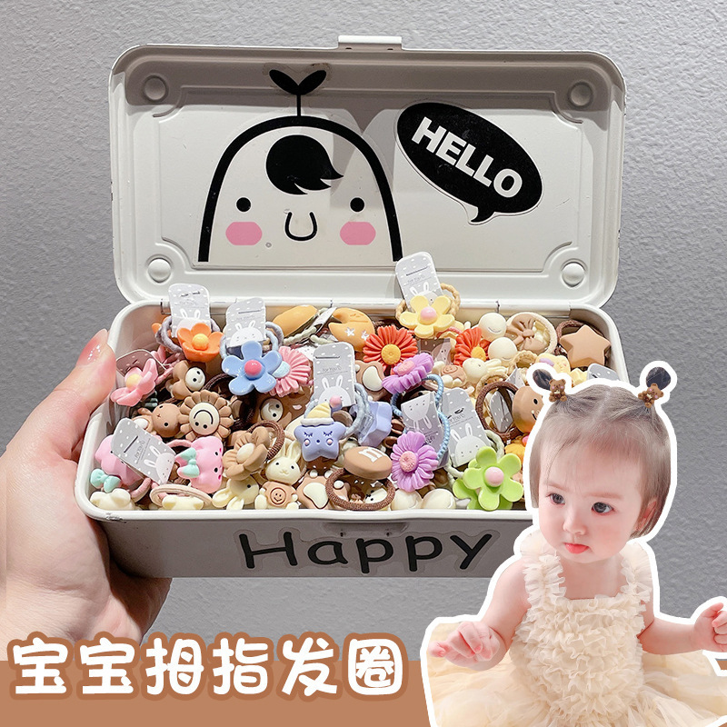 可爱婴儿拇指发圈不伤发卡通头绳女童扎头发绳发饰宝宝头饰橡皮筋|undefined