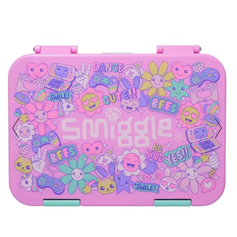 Smiggle serie rosa de sol de hombro mochila de compresión de tirón mochila de doble capa bolsa de comidas taza de agua billetera viaje