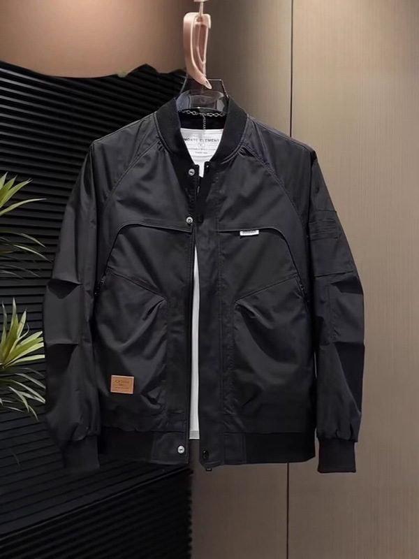 棒球服线条夹克男2025秋季潮牌工装男装美式复古宽松飞行员外套男|undefined