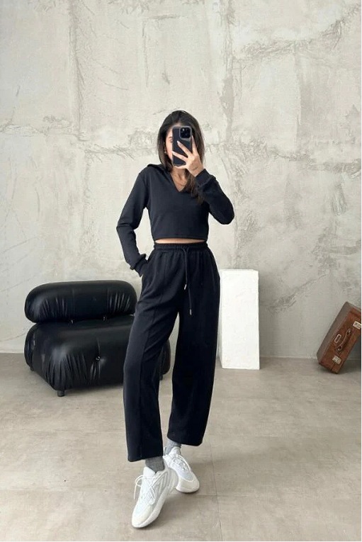 Damenbekleidung Herbst und Winter Freizeit Langarm V-Ausschnitt Sport Leggings Zweiteiliger Anzug_voghion.com