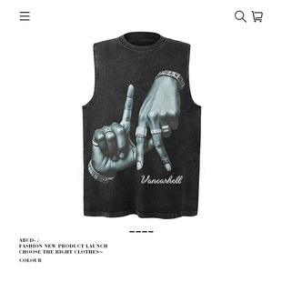 250g heavy weight cotton American style retro gesture printed waistcoat men's and women's summer loose tide brand wholesale