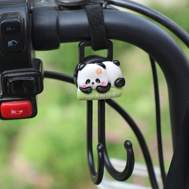 Gancho para coche eléctrico Gancho para colgar para motocicleta de carga universal delantero Gancho para llevar lindo panda