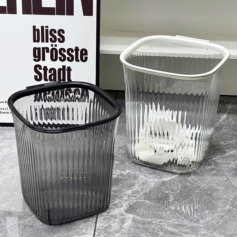 Casa transparente de oficina basura de alto valor cuadrada estriada gruesa gran cocina sala de estar cesto de baño