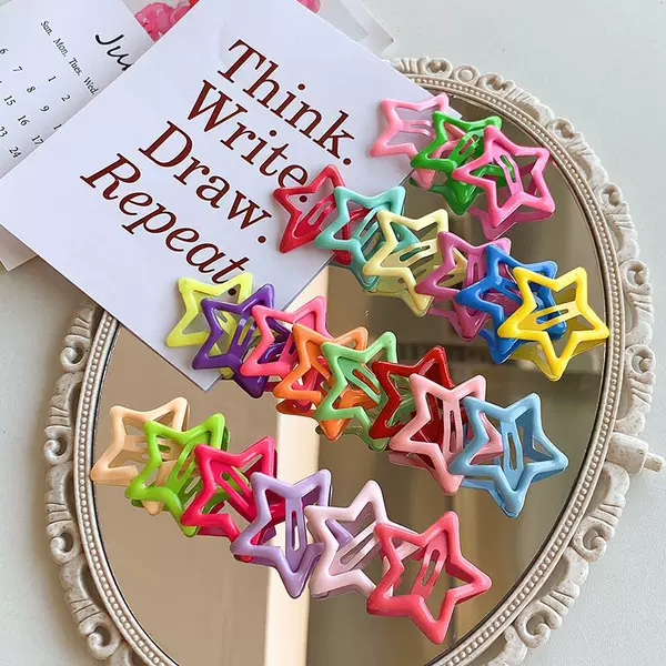 Five-Pointed Star Hair Clip Dopamine Colorful Y2K Star Side Clip Hair Clip Bb Clip Children's Bangs Hair Clip Custom Hair Clip