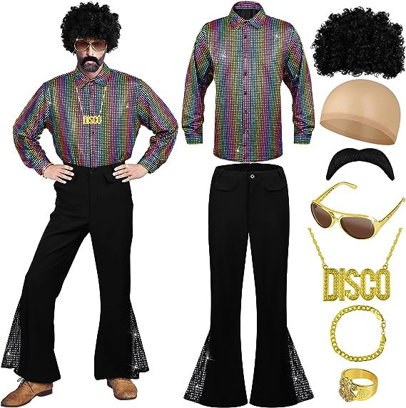 2024 Amazon New 70S Boys Classic Casual Retro Sequin Bell Bottoms Casual Pants