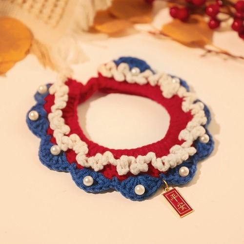 Pet Cute Collar Accessory Plush Golden Shaded Cat Neck Hang Collar Necklace Accessory Cats Knitted Scarf Supply