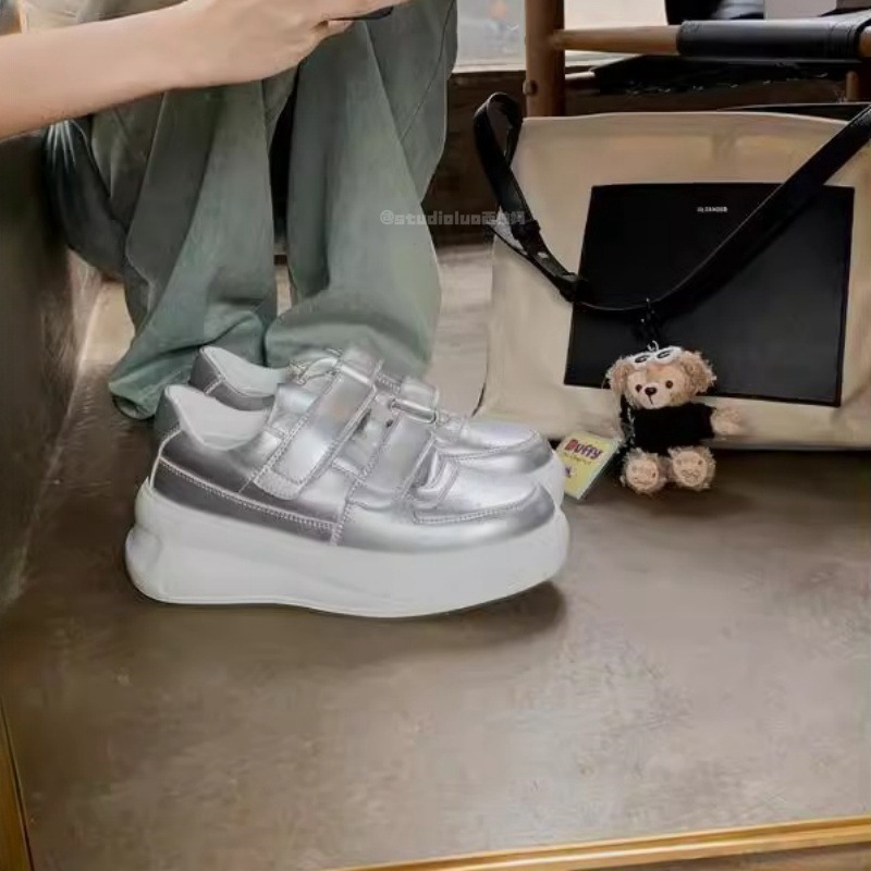 真皮显腿长魔术贴厚底小白鞋女2025春秋百搭增高运动休闲板鞋|undefined