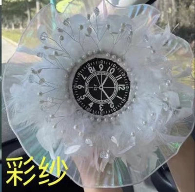 Car ornaments – Ornaments White Large Feather Anti-Slip - 09-new-color-gauze-clock-mat