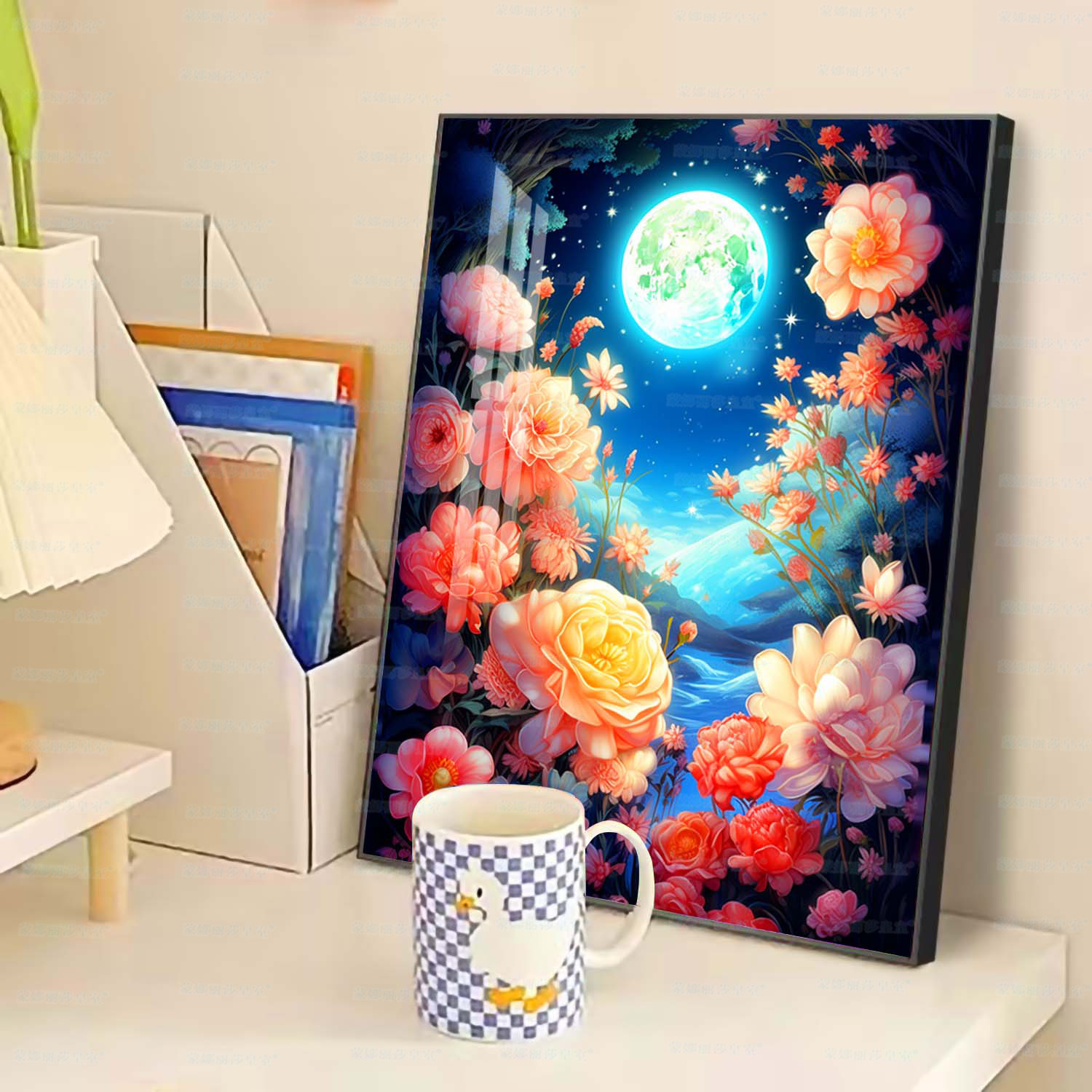 Mona Lisa real flor de punto de cruz buena luna llena nueva flor simple y hermosa sala de estar entrada pequeña hecha a mano image 4