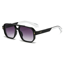 欧美新款方形时尚双梁墨镜太阳镜男跨境复古休闲驾驶商务潮流墨镜