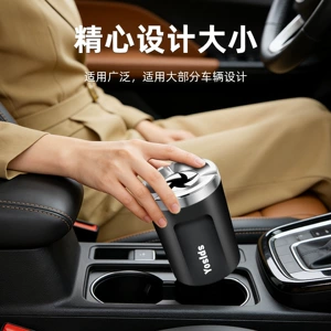 Car-mounted ashtray with rotating ceramic liner, high-end rotating lid, premium car accessory, sealed and anti-spill