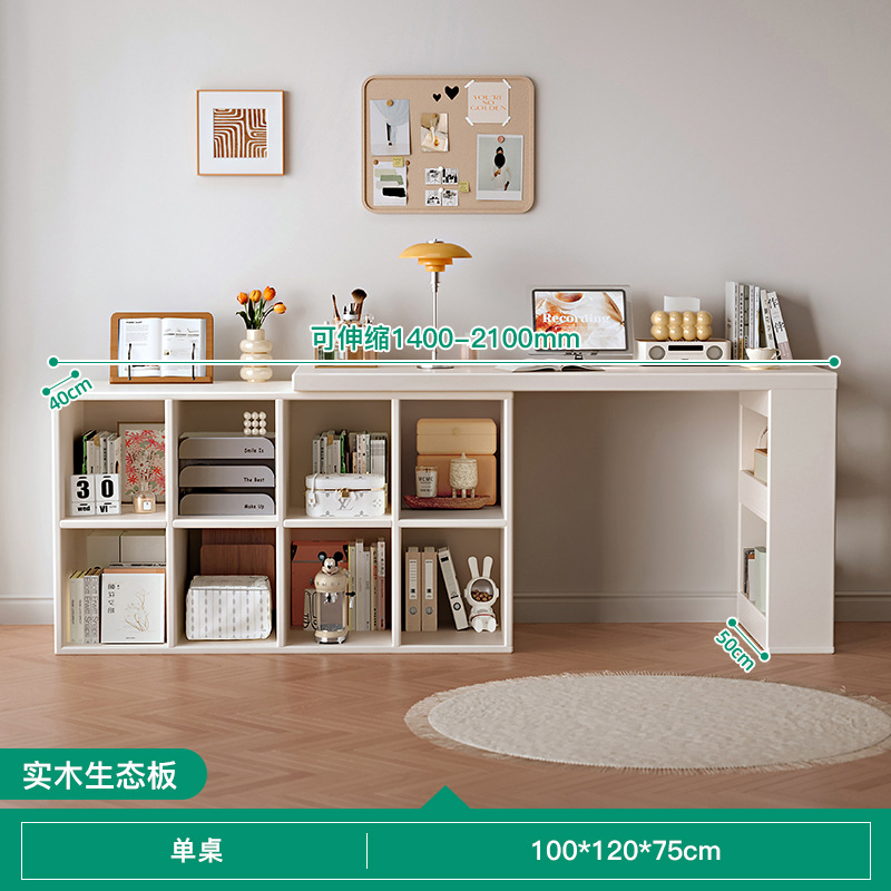 Escritorio retráctil de madera sólida con viento de crema en un estante de escritorio de maquillaje tipo casa pequeña mesas de maquillaje para dos personas escritorio de computadora de estudio doméstico
