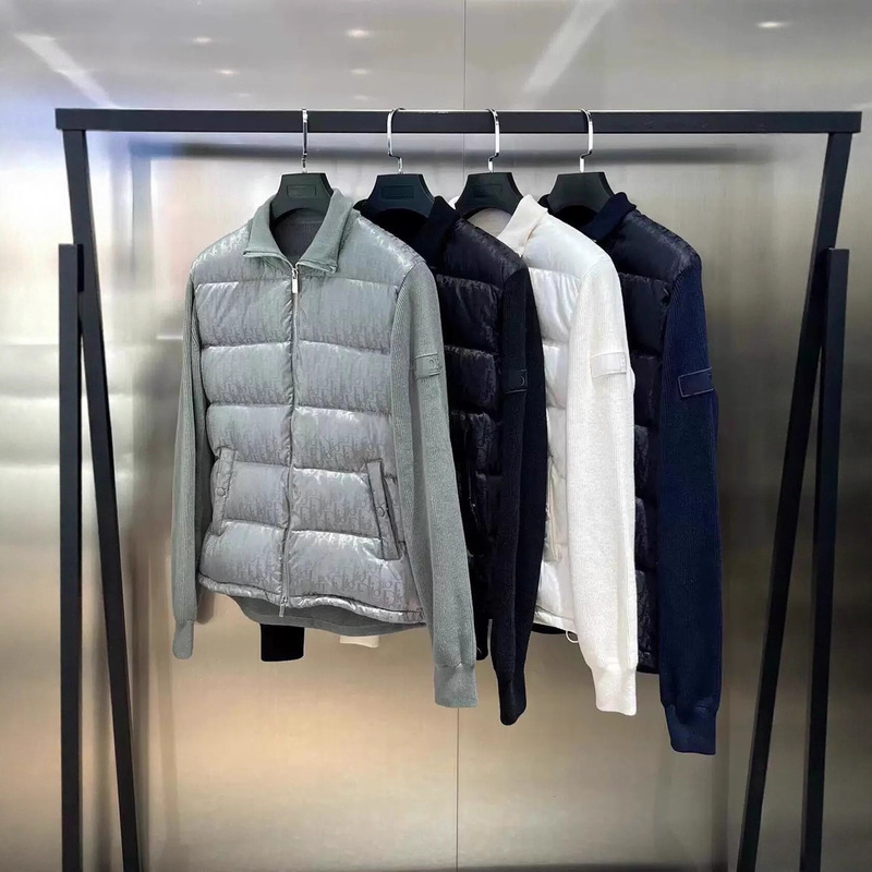 D Brand High-End Long-Sleeve Cotton Jacket for Men, 2025 Winter New Model, Stand Collar, Warm Knitted Cotton Jacket, Men's Cold-Proof Clothing