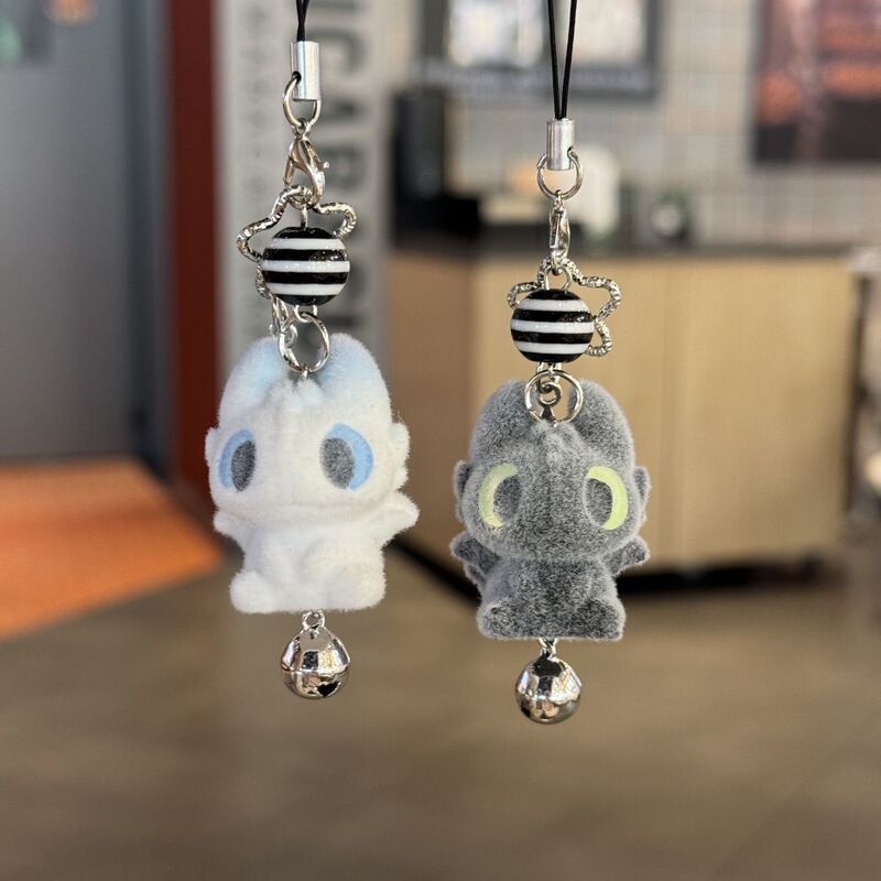 Cross-Border Resin Flocked Cute Toothless Cat Keychain DIY Trendy Student Bag Doll Pendant Wholesale