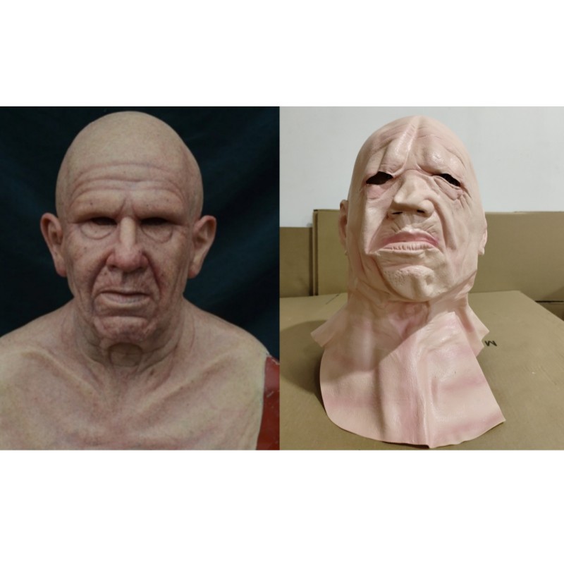 Estación independiente de Halloween nueva Máscara vieja abuela tocado vestir apoyos látex Calvo sombrerería transfronteriza