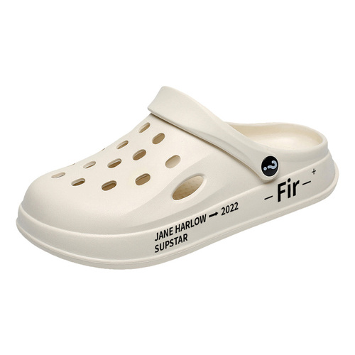 Hole shoes, men's outer wear, non-slip, poop feeling, dual-purpose slippers, casual couple's toe sandals, upgraded beach