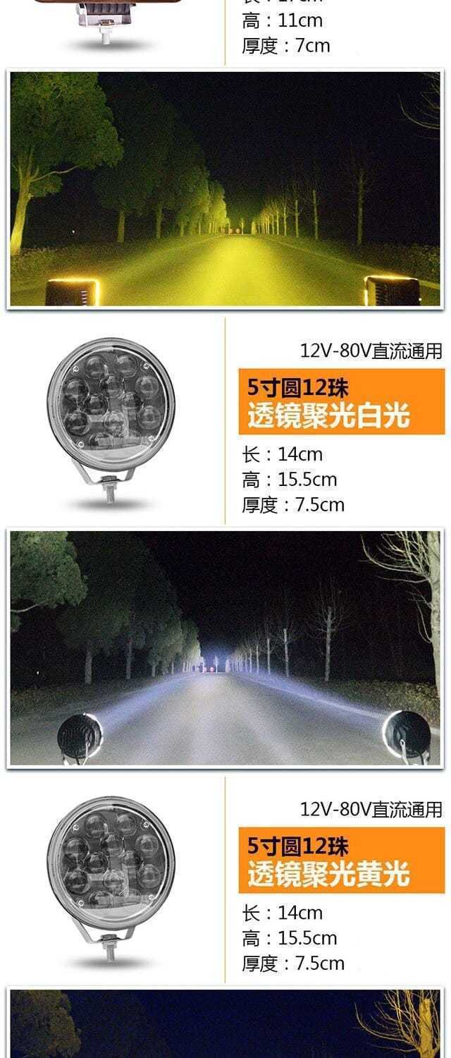 12V 24V Reversing Light Engineering Vehicle Forklift Front Headlight Modified Fog Light Truck Led Spotlight Super Bright Spotlight