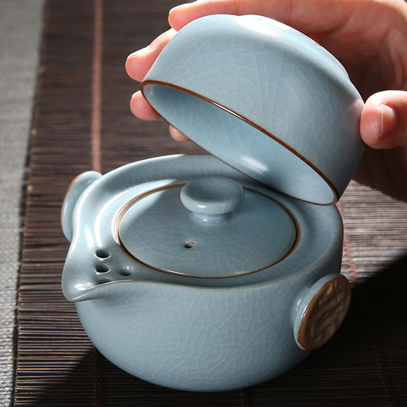 Ru Kiln Express Cup One Pot One Cup Outdoor Hand-held Teapot Tea Cup Portable Travel Tea Set