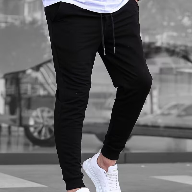 European size men's multi-pocket drawstring jogging pants - lightweight and breathable, suitable for casual running and jogging