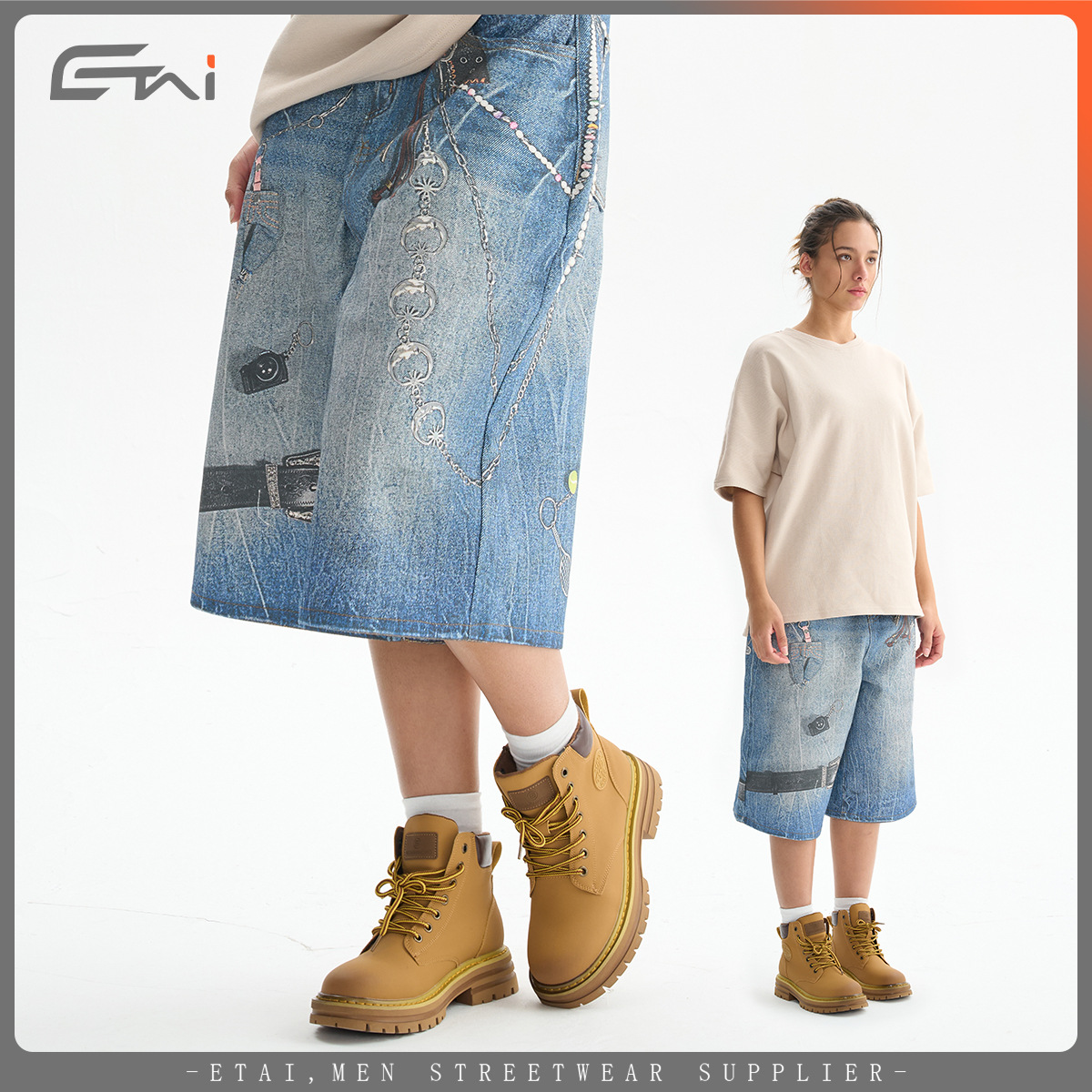 ETAI Hombre| Pantalones de alta calidad de algodón pesado 3D impresos con tendencia universal de verano para hombres y mujeres
