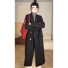 超长款灰色风衣女西装外套新款大衣春秋秋装外衣上衣开衫秋衣西服