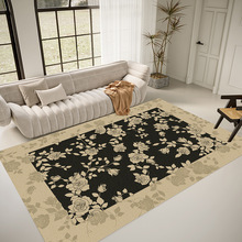 客厅地毯卧室床边毯法式圈绒沙发茶几地毯复古奶油风高级家用地垫