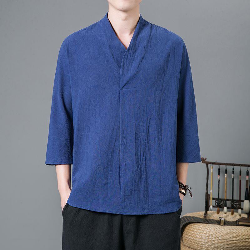 Traje Tang de verano de estilo chino, traje Han de manga corta para hombres y mujeres jóvenes, traje de monje, traje de meditación, traje de té, algodón y lino de verano image 7