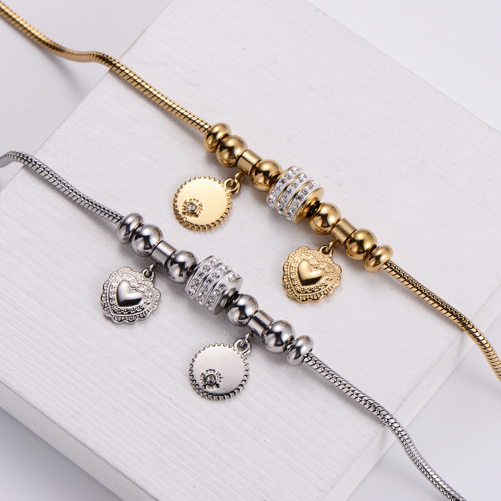Womenu0027S Fashion Heart shape Stainless Steel Rhinestone Bracelets Inlay Stainless Steel Bracelets