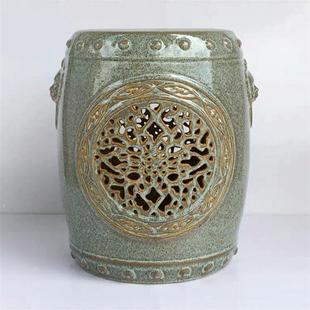 Outdoor Classical Chinese Style Lion Head Ceramic Stool Drum Stool Bathroom Living Room Corner Side Coffee Table Dressing and Changing Shoes Round Sitting Embroidered Pier