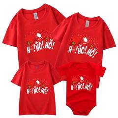 純綿クロスボーダー夏モデル新年とクリスマスモデル綿親子服ベビーローブ子供半袖ラウンドネック Tシャツ卸売