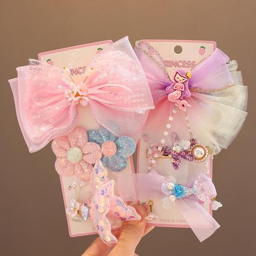 Girls' broken hairpins, children's hair accessories, summer mermaid princess forehead bangs clips, hairpin clips, hair accessories that do not hurt hair