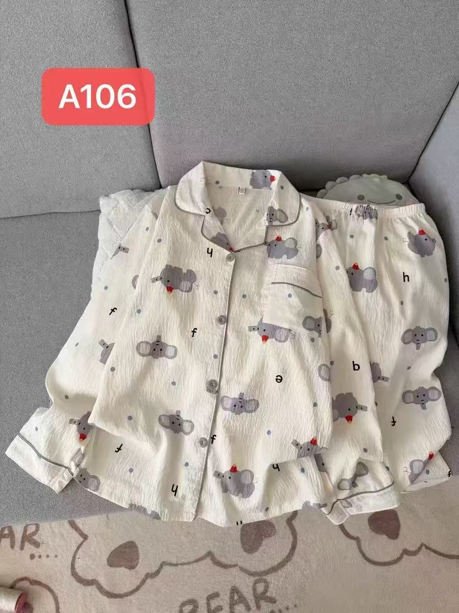Cartoon al por mayor transfronterizo nubes de algodón pantalones de manga larga pijamas cardigans dulces de alto valor de ropa de hogar conjunto de ropa exterior