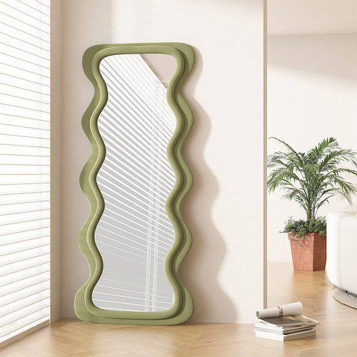 Internet celebrity wavy mirror ins style home girls' bedroom design special-shaped clothing store floor fitting mirror full-length mirror