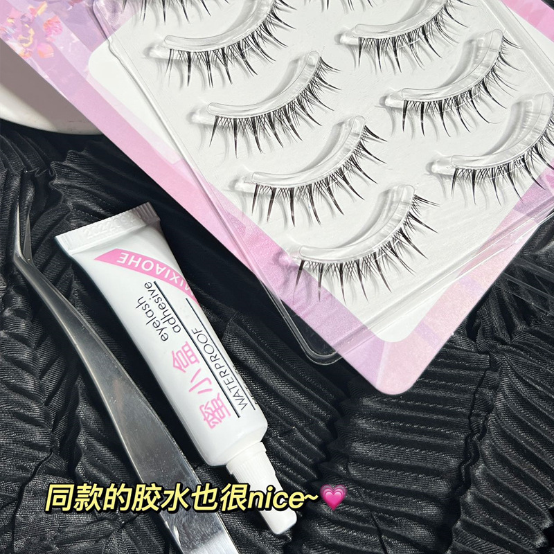 蜜小盒泰妆cos整条假睫毛浓密透明梗自然小恶魔仙子毛太阳花混血